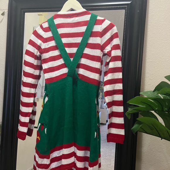Born Famous Ugly Christmas Sweater Dress Medium Multicolor Stripe w/ Candy Canes - Picture 7 of 10
